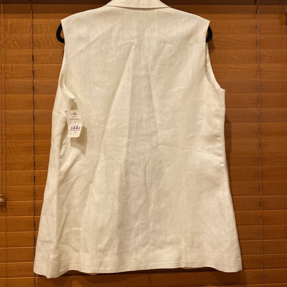 Sake white Linen vest jacket- size 14 NWT - Picture 3 of 3